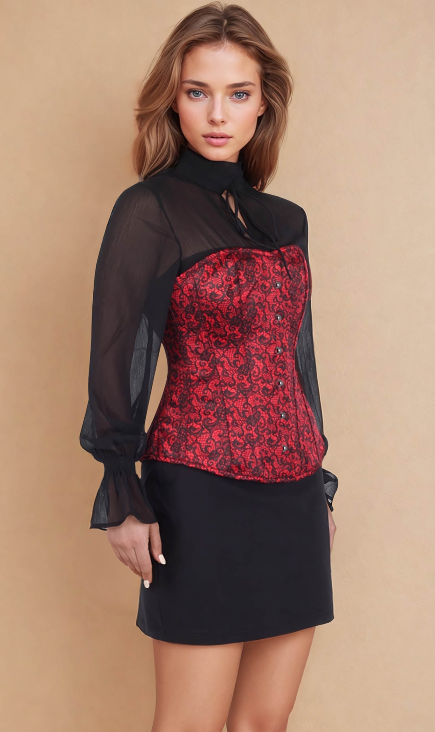 Harva Red Overbust Corset