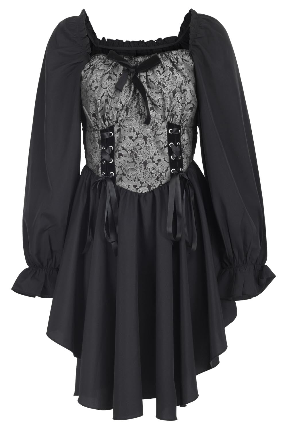 Corley Brocade Dress with Bishop Sleeves