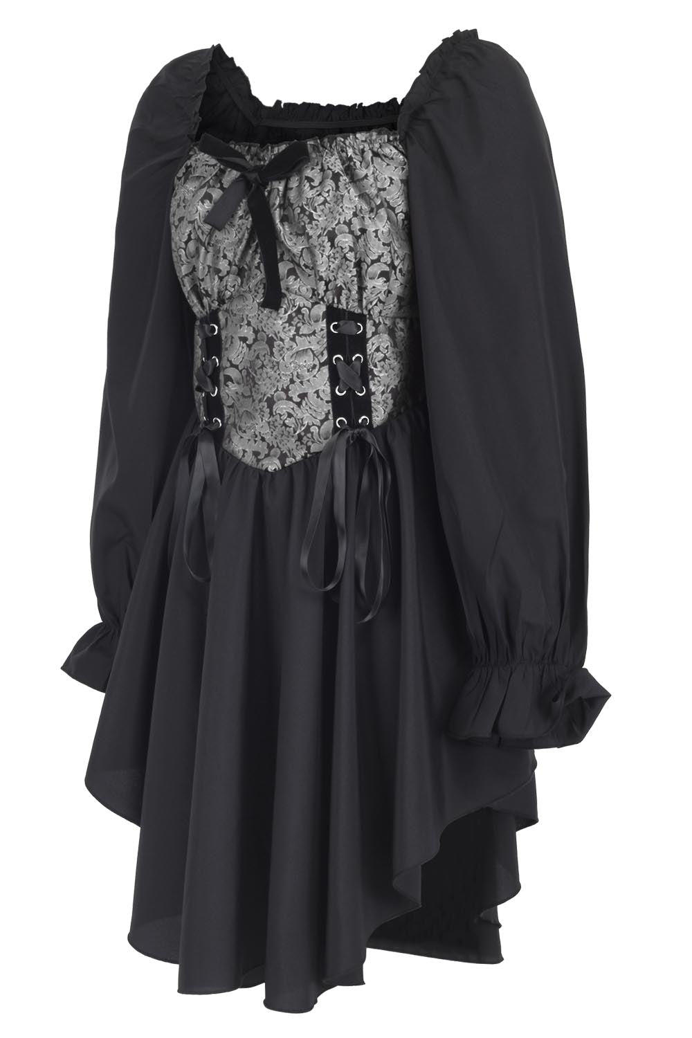 Corley Brocade Dress with Bishop Sleeves