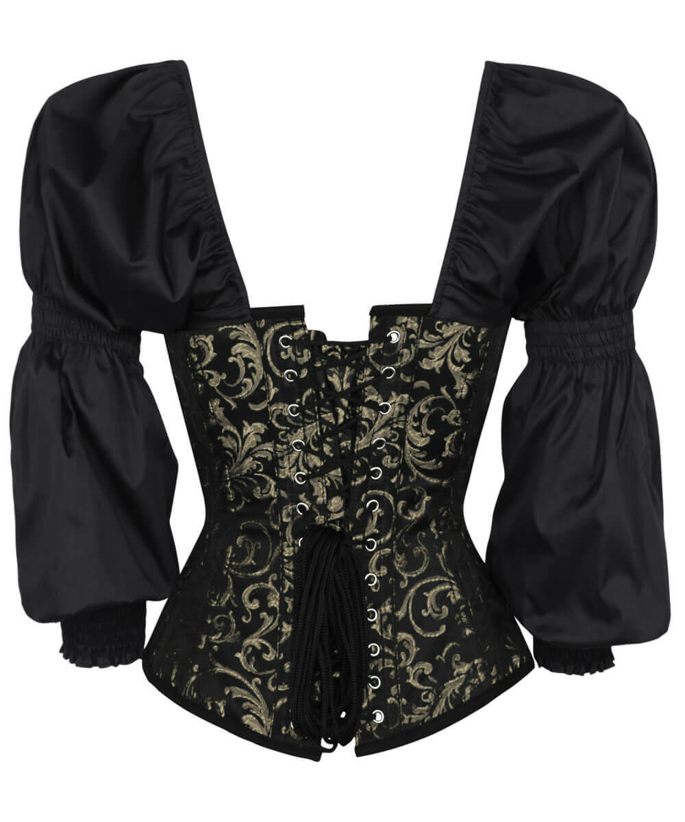 Lerato Steampunk Gold Corset with Attached Sleeve