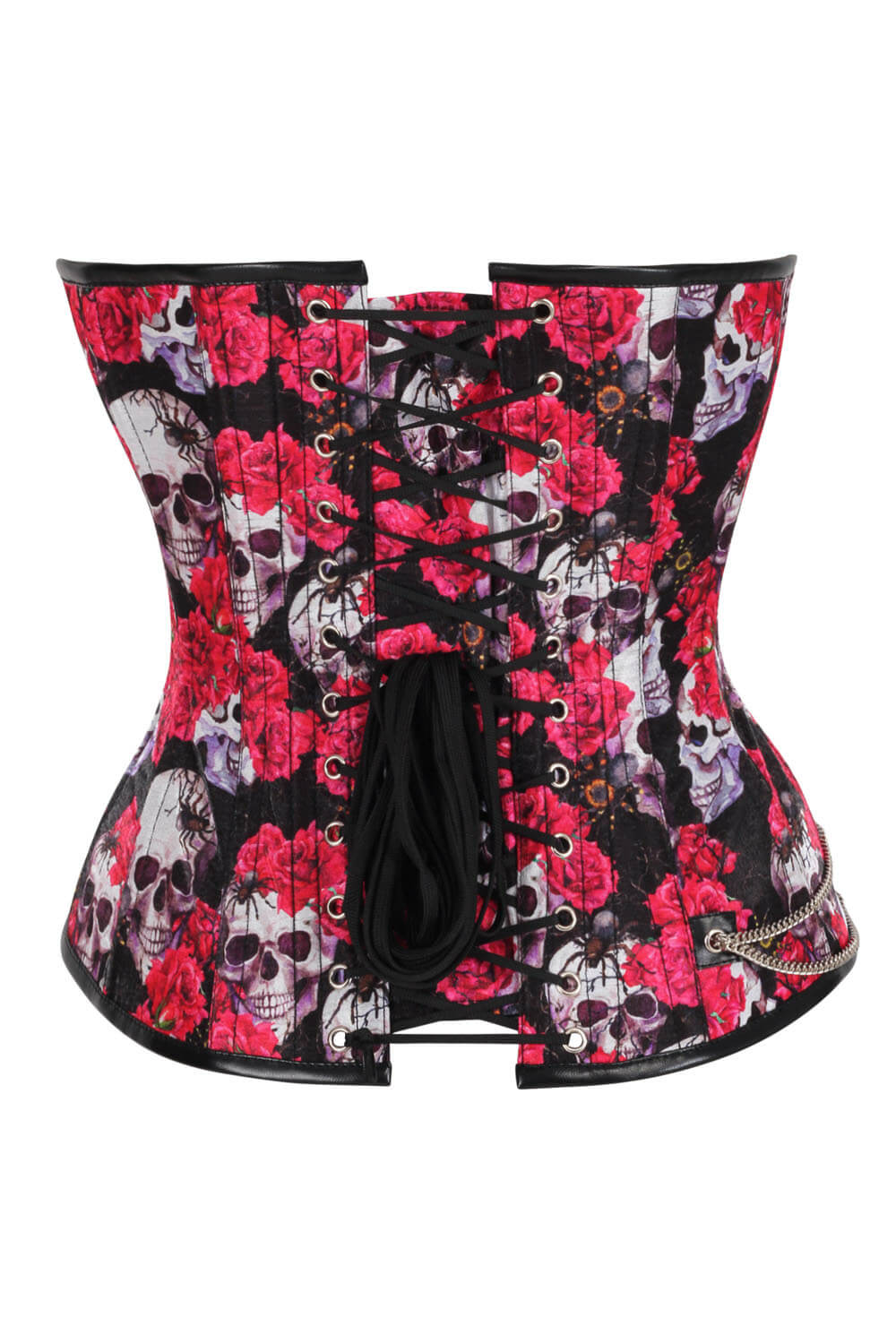 Nelsie Skull With Red Rose Overbust Corset