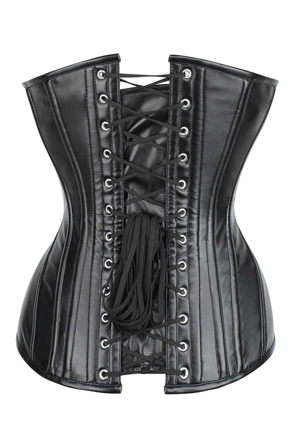 Shaunee Faux Leather Black Overbust Corset