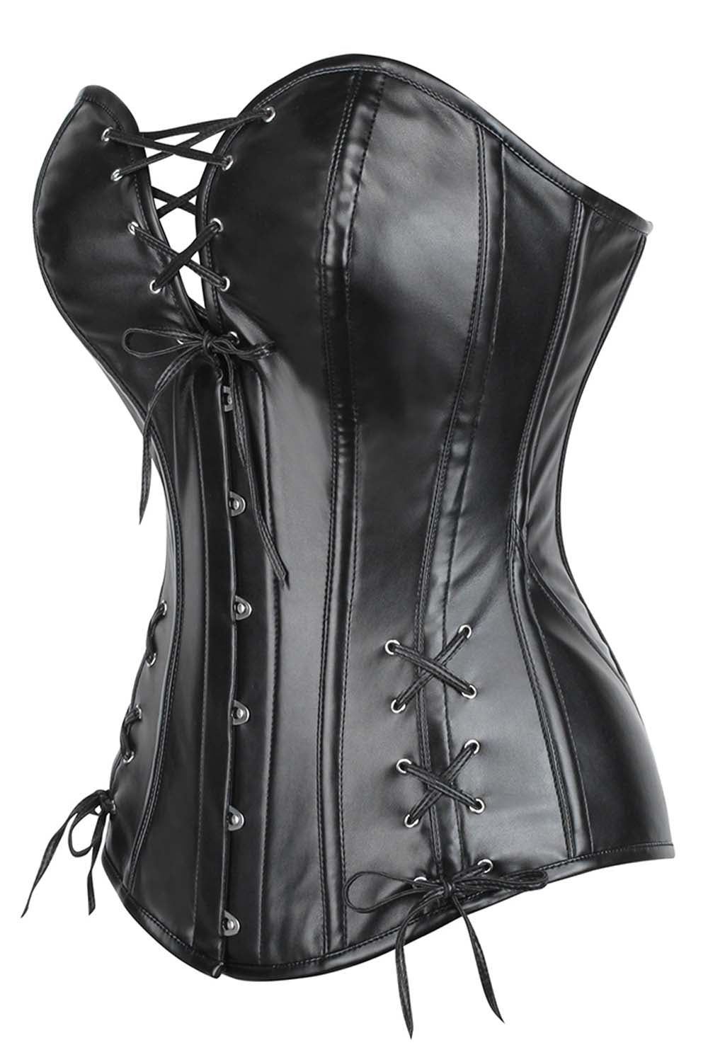 Shaunee Faux Leather Black Overbust Corset
