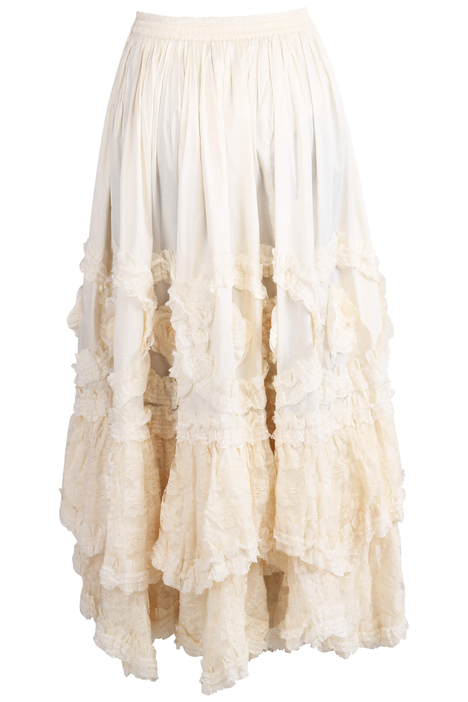 Claribel Rococo Cupcake Ivory Taffeta Long Skirt