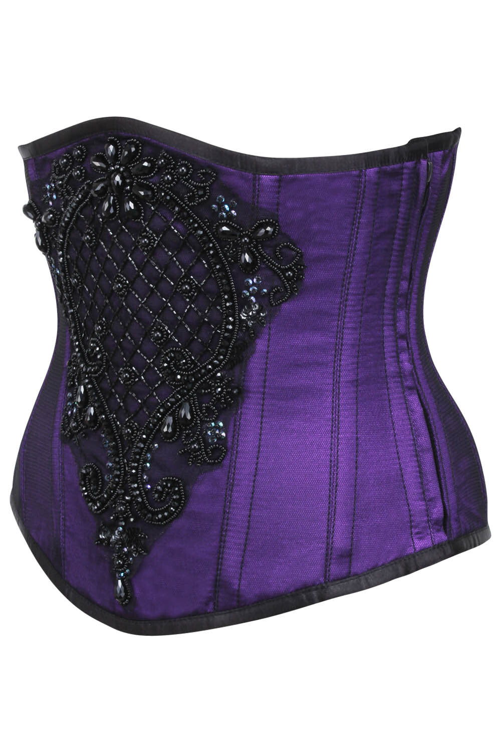 Esme Purple Satin With Lace Overlay Couture Corset