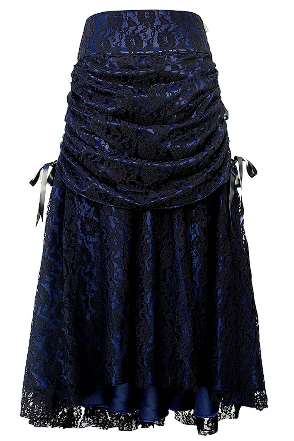 Brandyn Satin with Lace Overlay Gothic Bustle Skirt