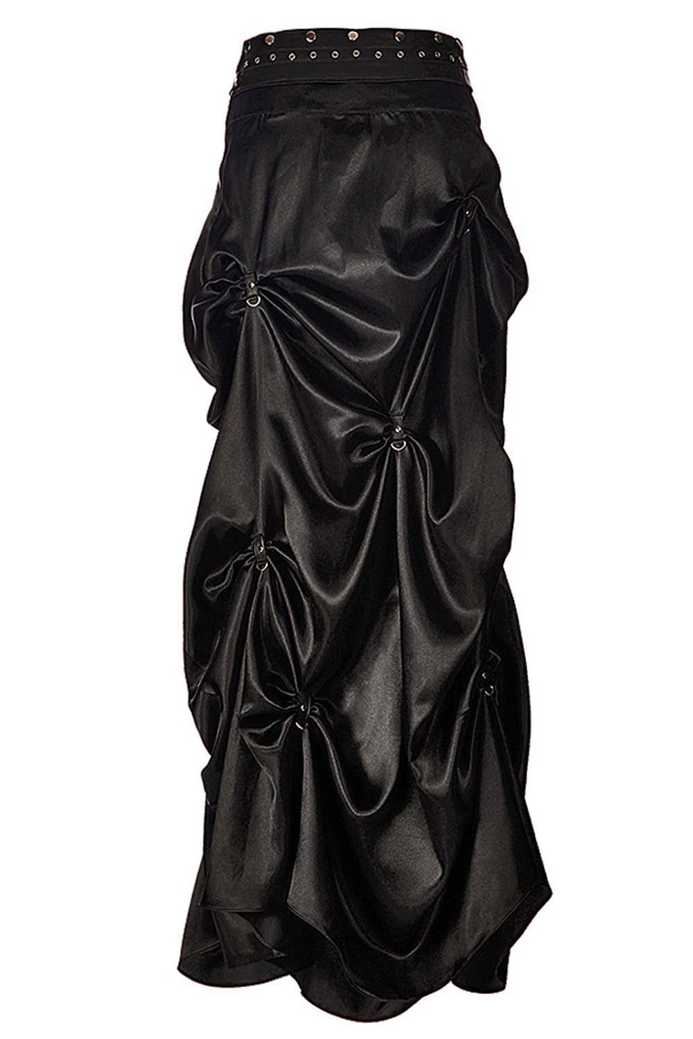 Anuja Steampunk Black Ruched Long Skirt