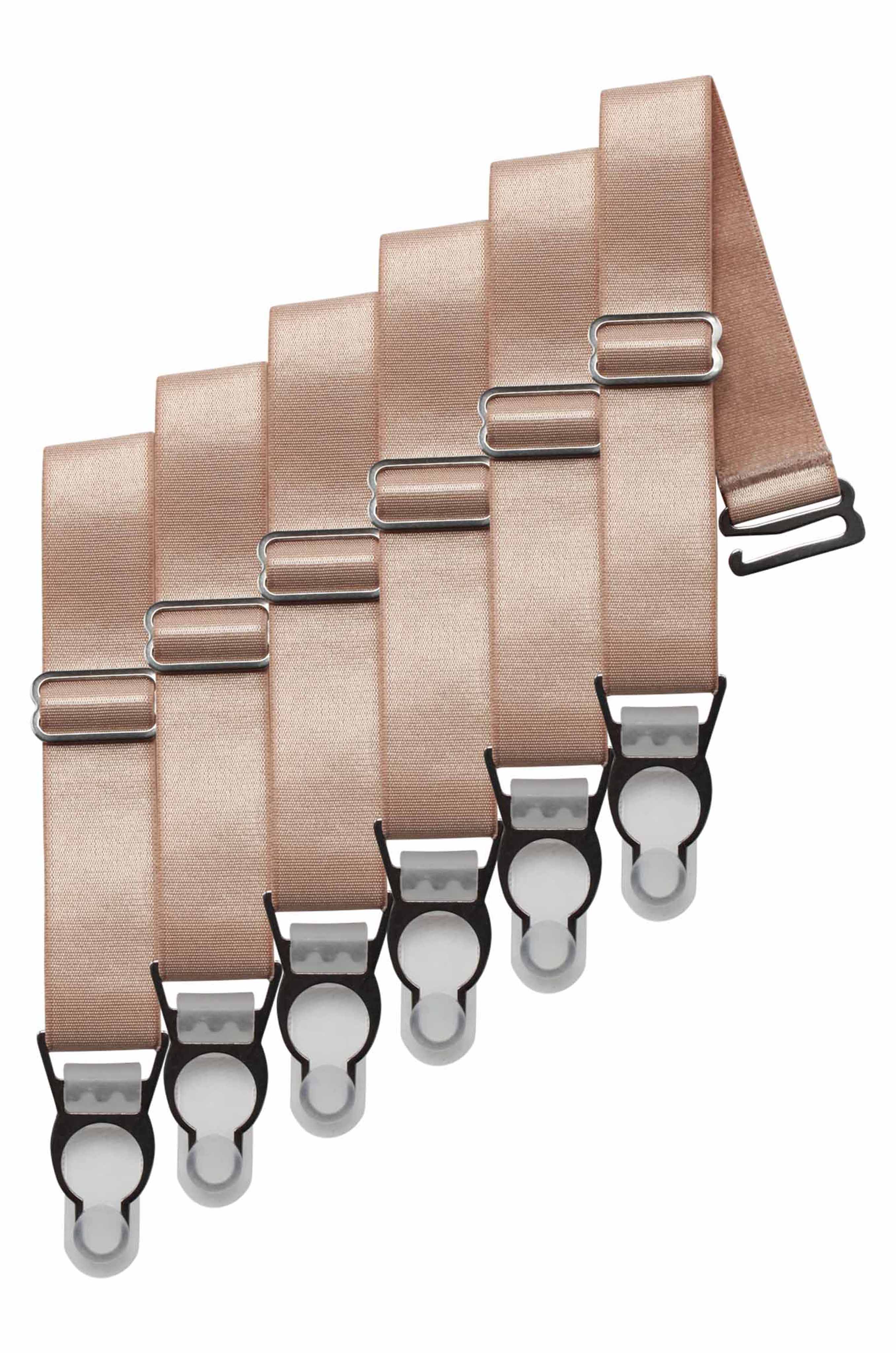 6 x Steel Suspender Clips in champagne