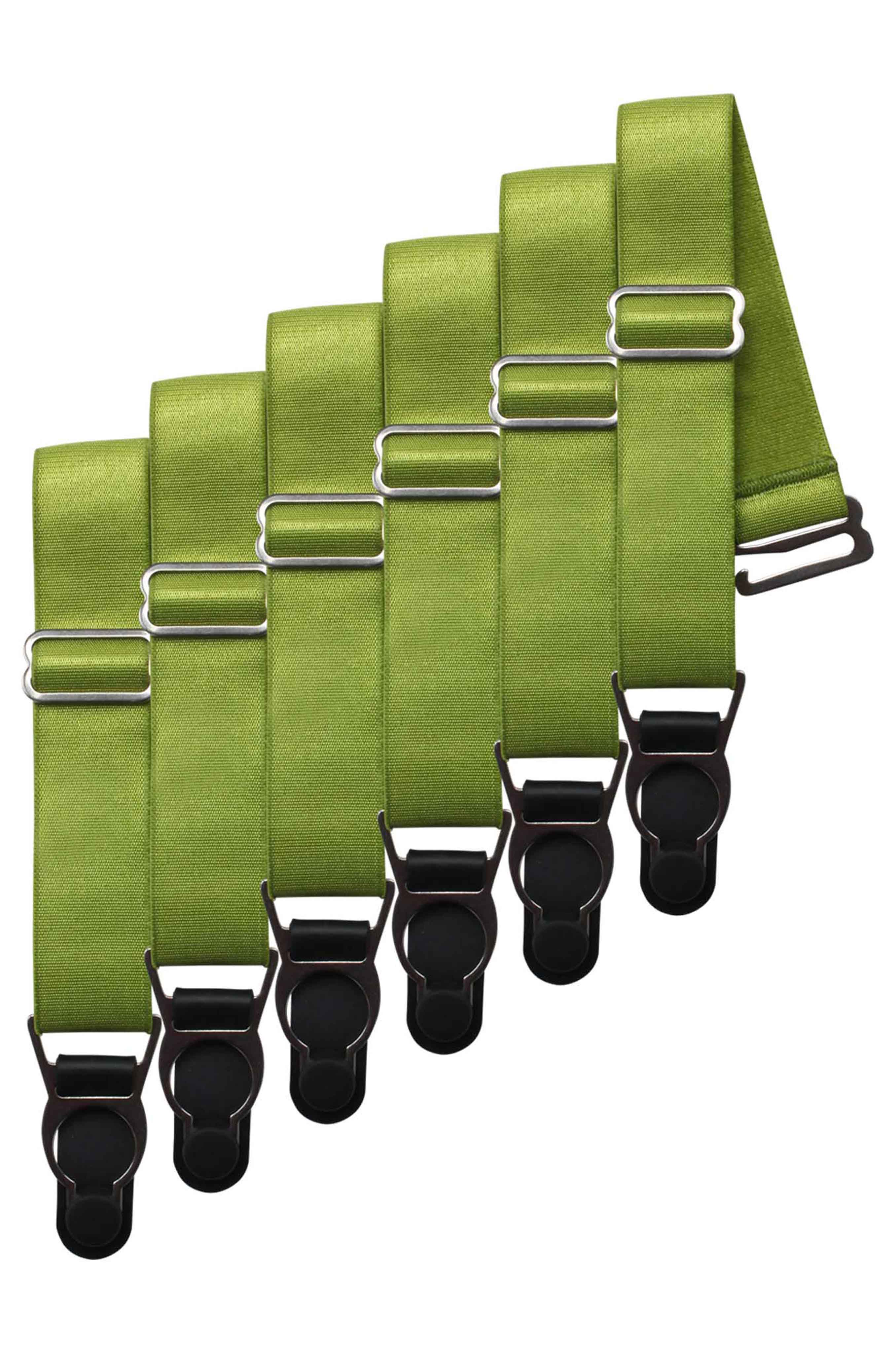 6 x Steel Suspender Clips in Olive