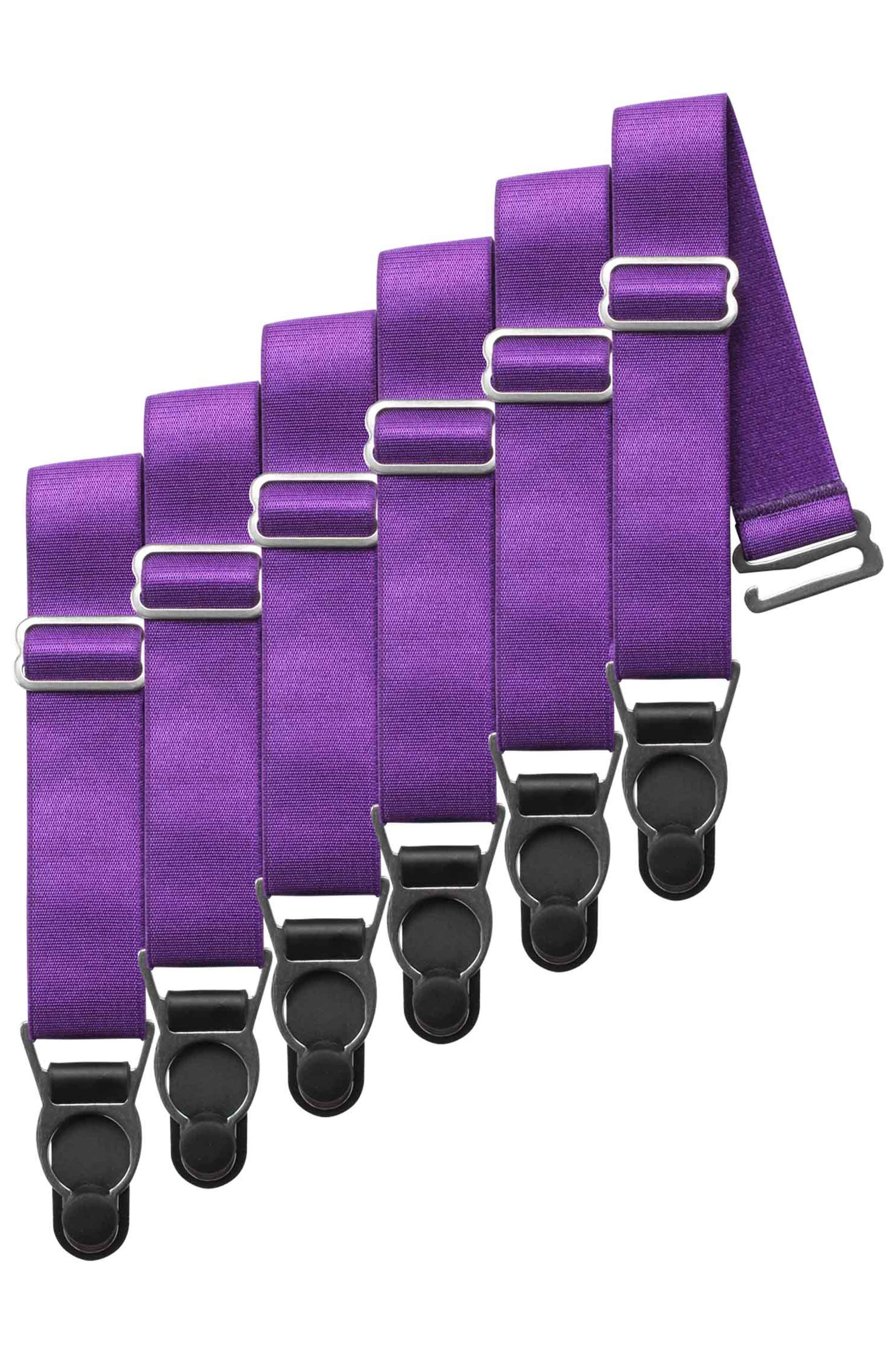 6 x Steel Suspender Clips in Purple