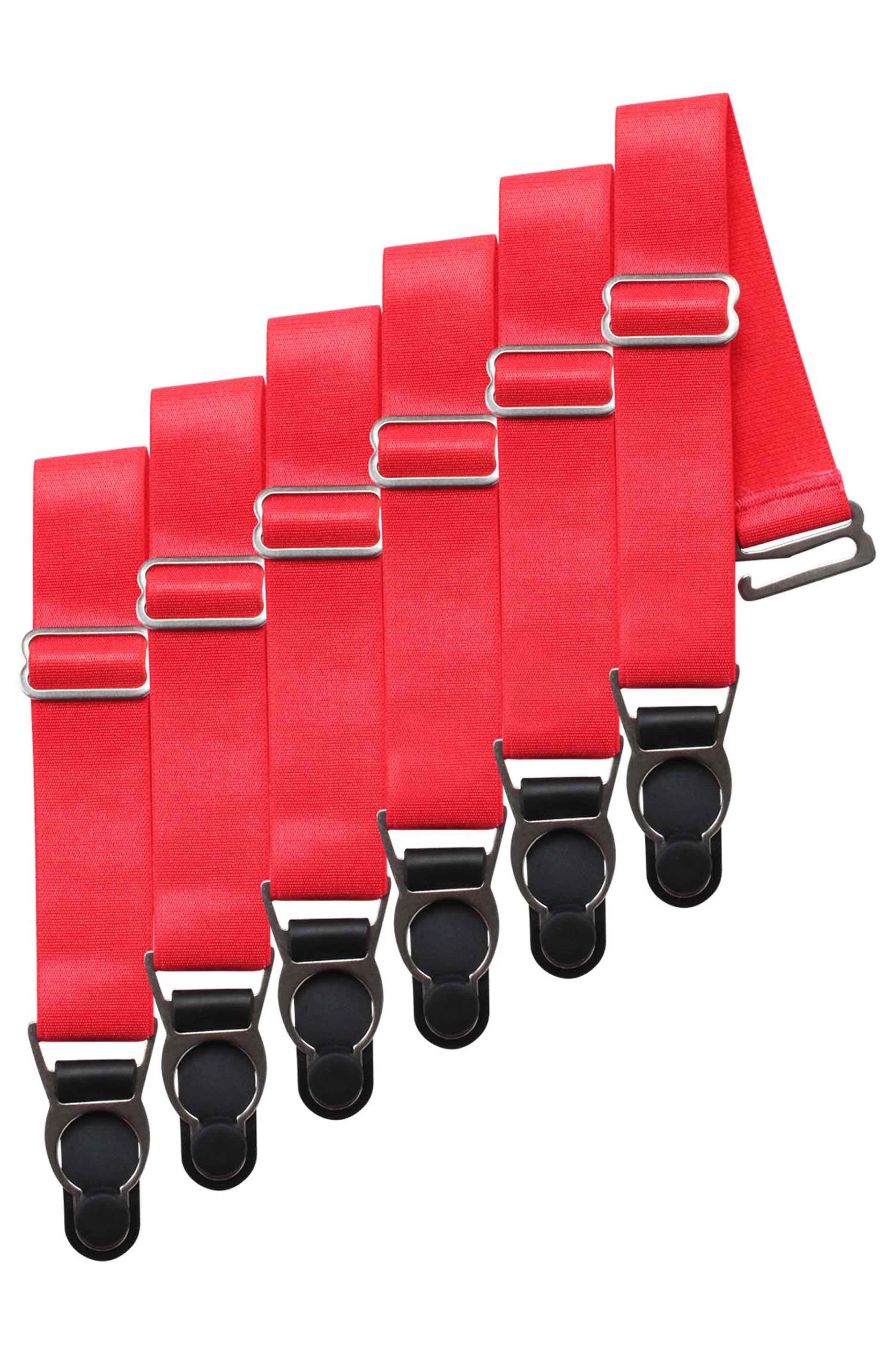 6 x Steel Suspender Clips in Red