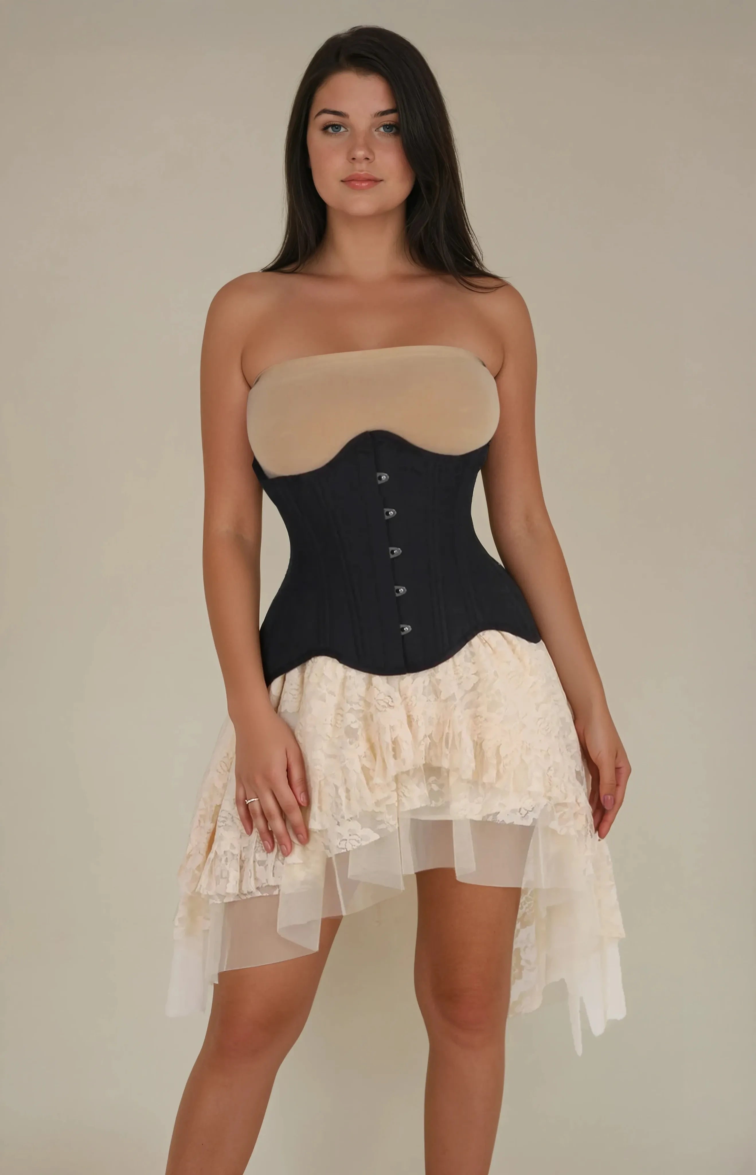 Steel boned underbust corset