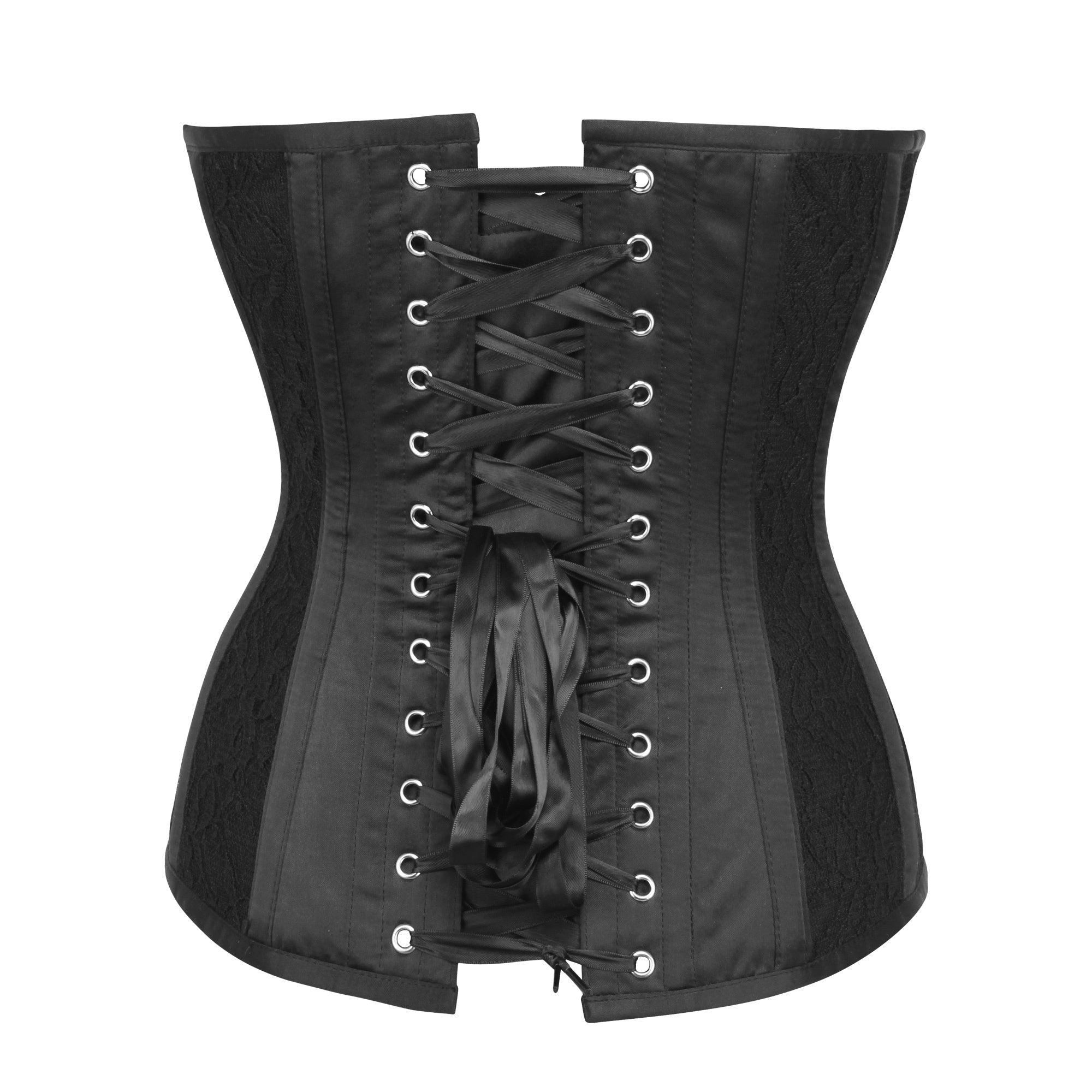 Edelynn Black Satin With Lace Overlay Corset