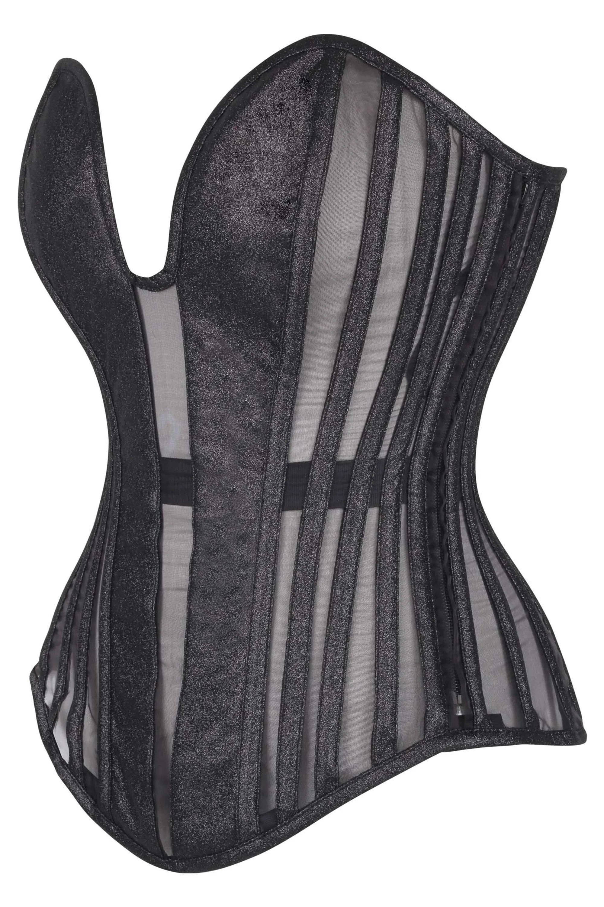 Farrin Black Overbust Corset with Plunge Neckline
